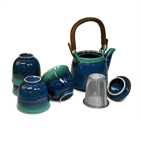 TEA SET W/ WOODEN HANDLE/STRAINER  16oz