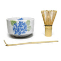 MATCHA BOWL SET  WHITE/BLUE FLORAL 14oz