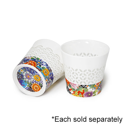 WHITE FLORAL TEACUP - 10oz