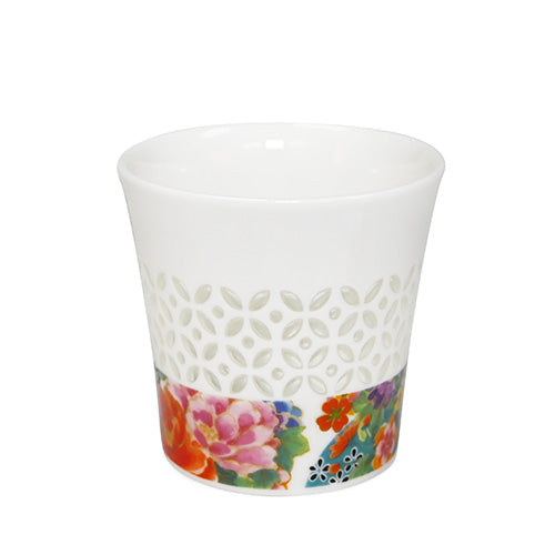 WHITE FLORAL TEACUP - 10oz